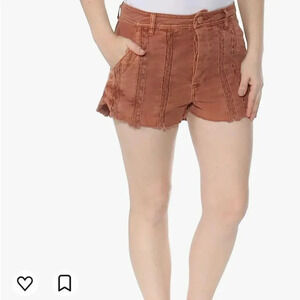 Free People Womens Lace Trim Casual Denim Shorts Peach Sz 8 NWT $88